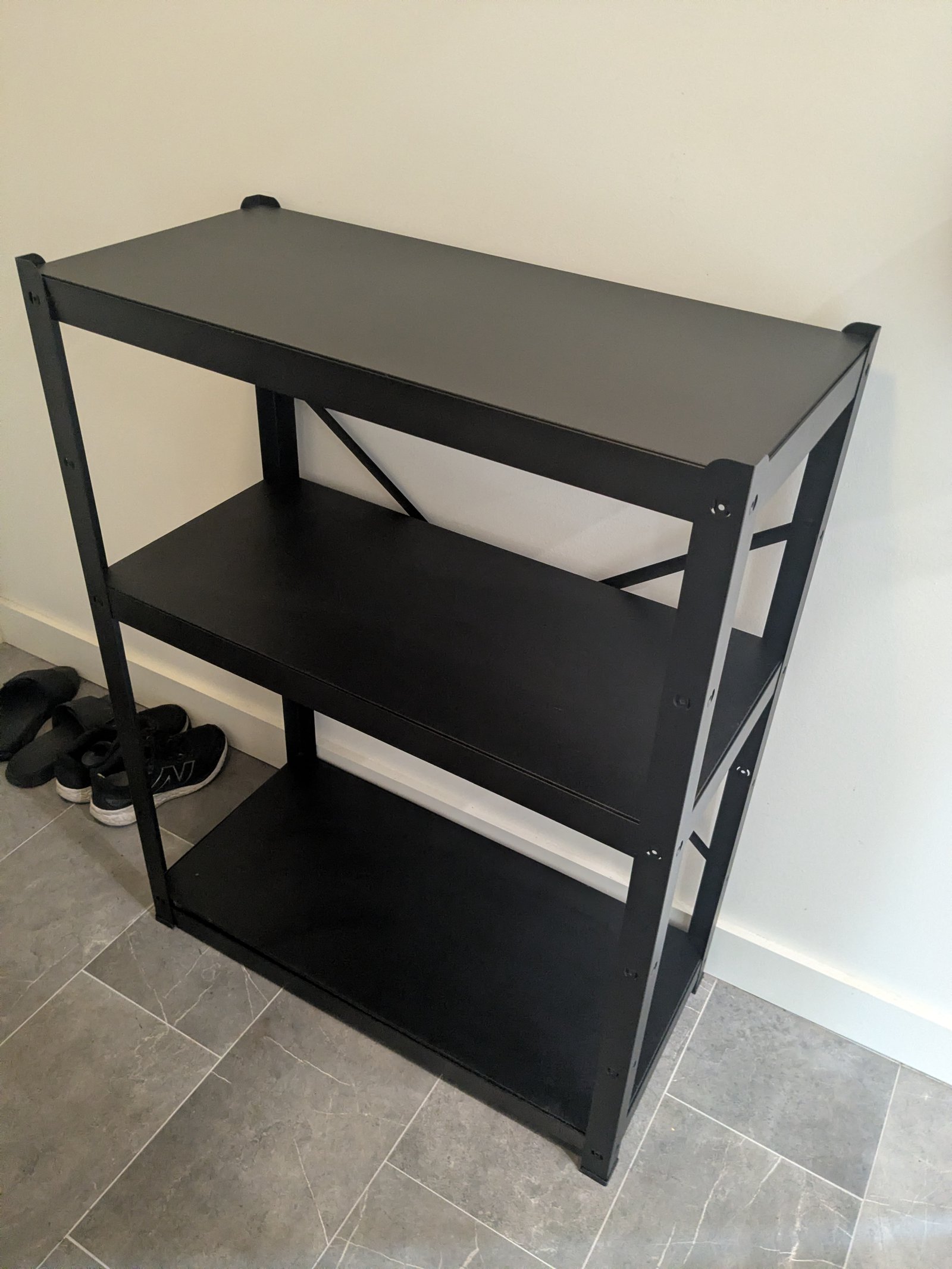 Black metal 3-tier storage shelf