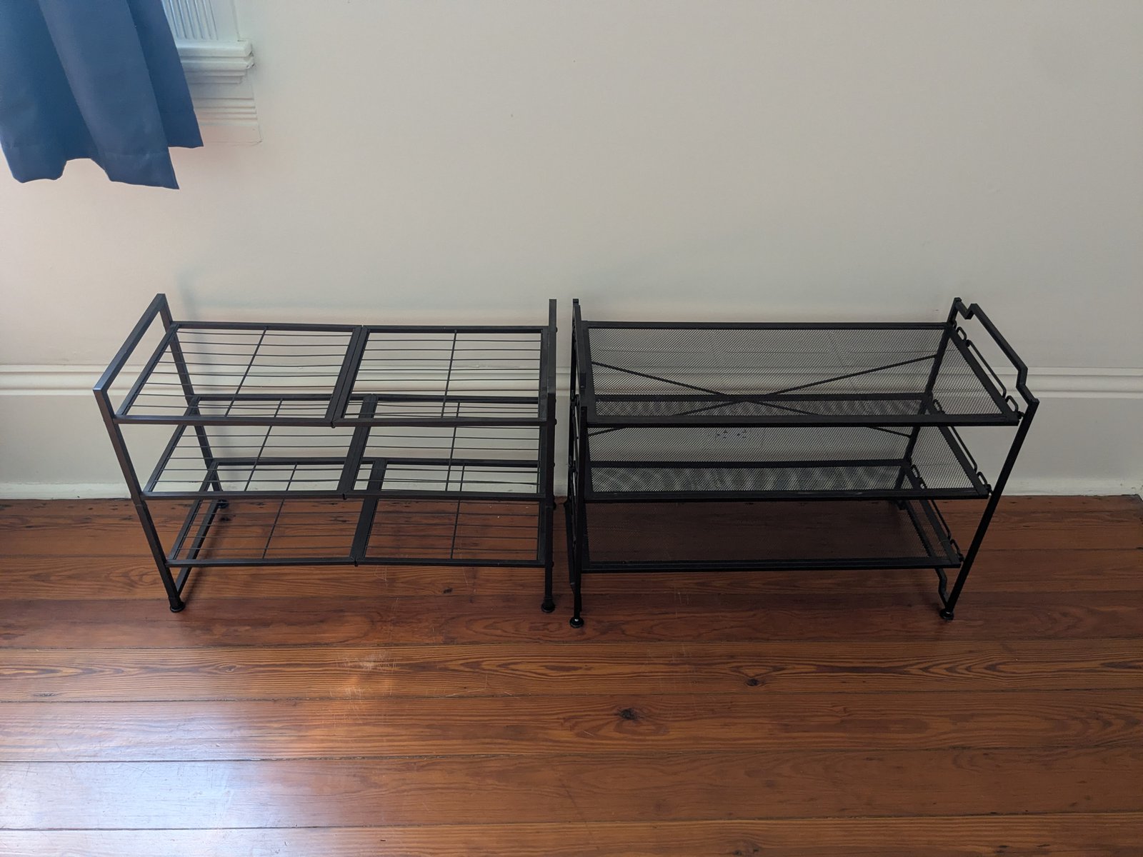 2 Black wire shoe racks