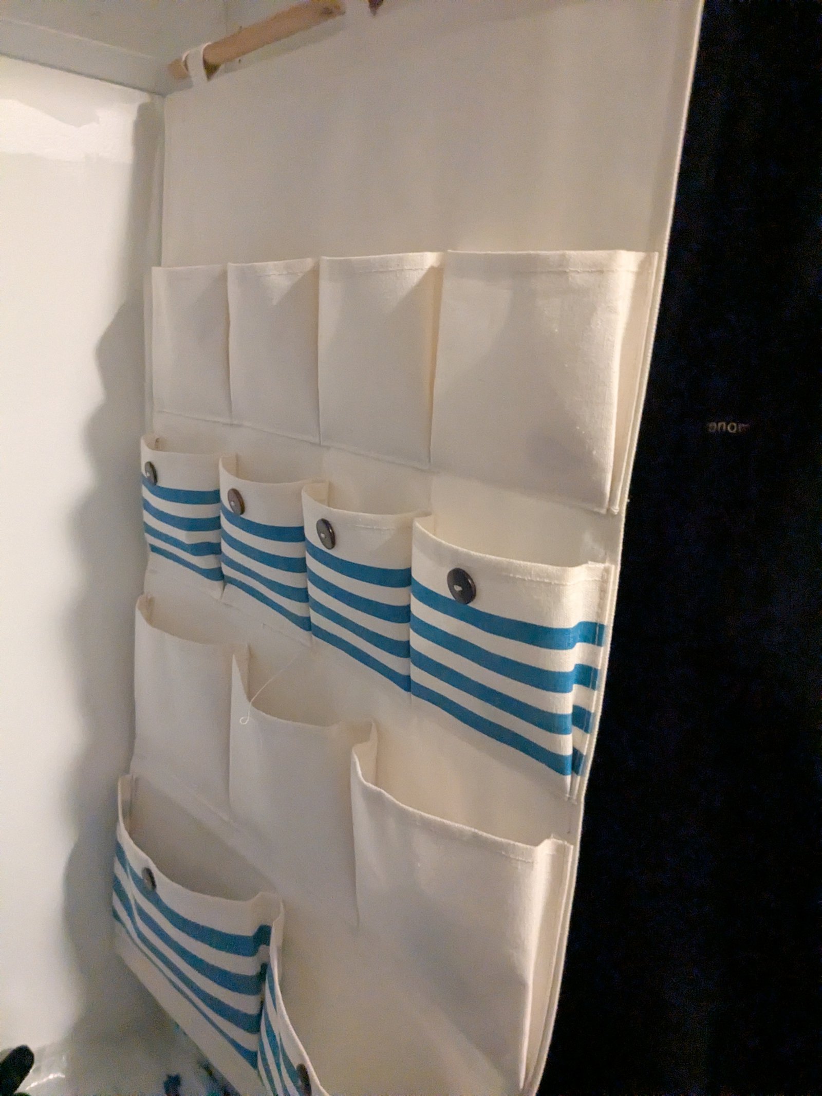 Hanging canvas closet organizer (pockets)