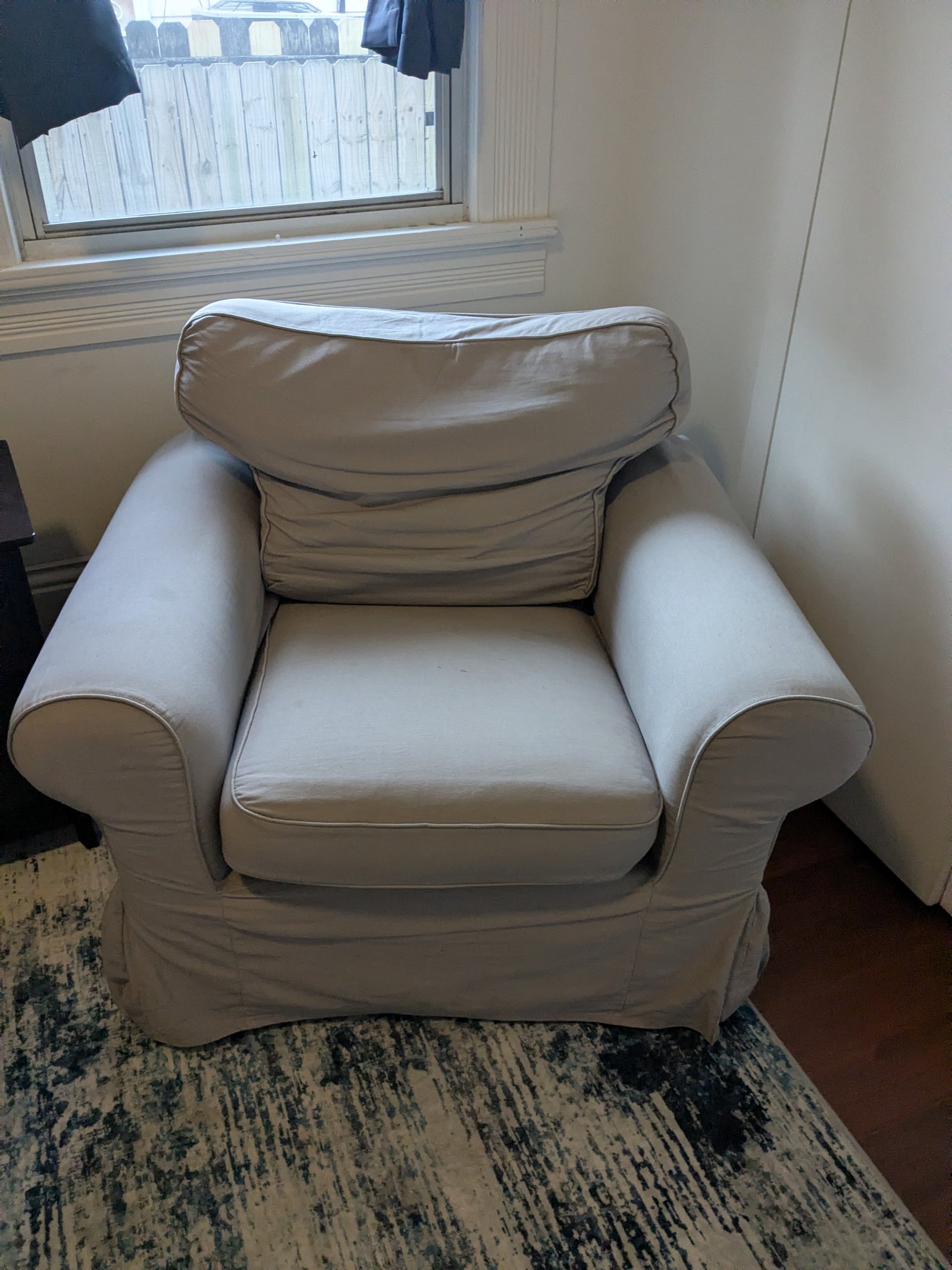 IKEA Ektorp armchair (beige slipcover)